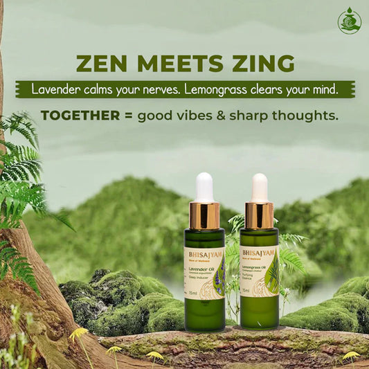 Bhisajyam Lavender + Lemongrass – Diffuser Kit for Calm & Clarity