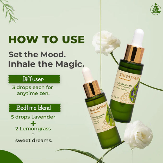 Bhisajyam Lavender + Lemongrass – Diffuser Kit for Calm & Clarity