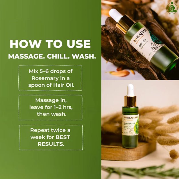 How to use Bhisajyam hair oil and rosemary oil combo for scalp massage and hair growth routine