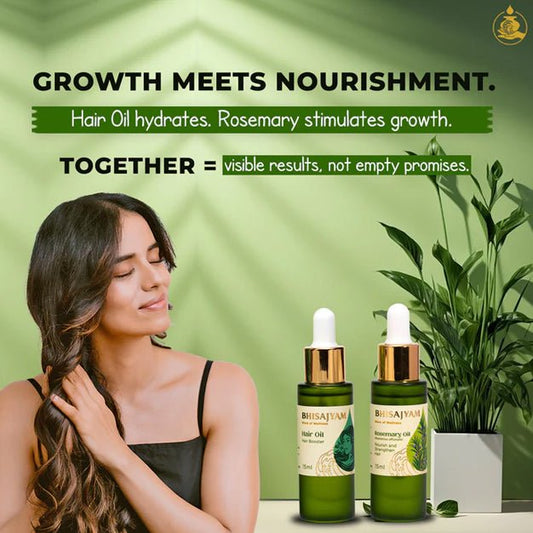 Bhisajyam Hair Oil + Rosemary – Hair Strength & Growth Duo - bhisajyam.com