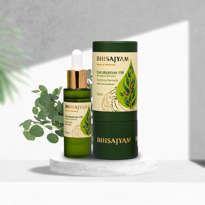 Using Bhisajyam Eucalyptus Essential Oil for steam inhalation and breathing relief