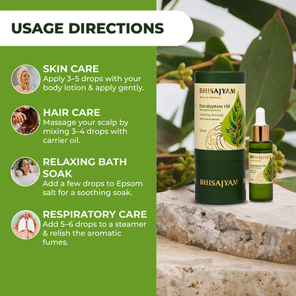How to use Bhisajyam Eucalyptus Essential Oil for diffuser and scalp massage