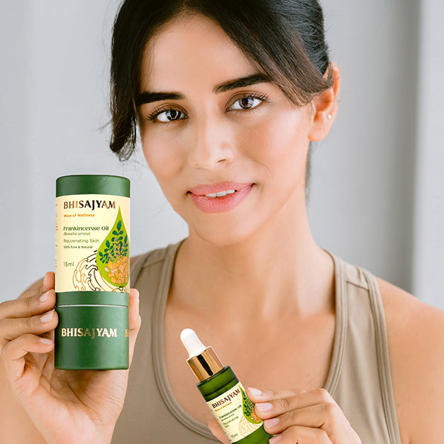 Using Bhisajyam Frankincense Essential Oil for facial massage and skin tightening