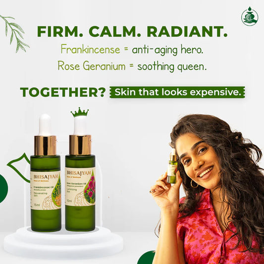 Bhisajyam Frankincense + Rose Geranium – Skincare Synergy Duo