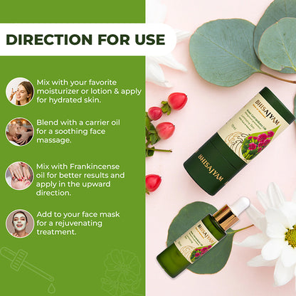 How to use Bhisajyam Rose Geranium Essential Oil for skin hydration and aromatherapy
