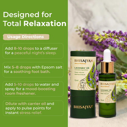 How to use Bhisajyam Lavender Essential Oil for diffuser sleep and scalp care