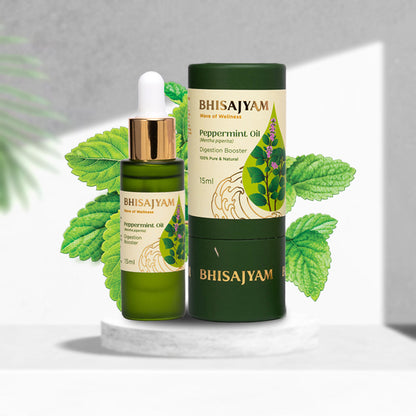 Bhisajyam Peppermint Essential Oil for hair growth scalp cooling and headache relief