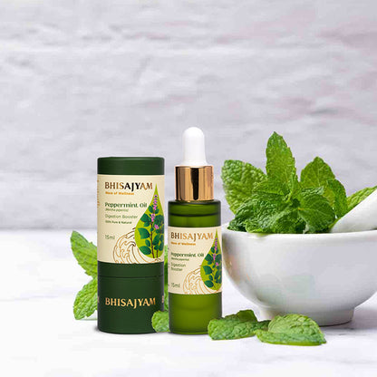 Using Bhisajyam Peppermint Essential Oil for scalp massage and hair fall control