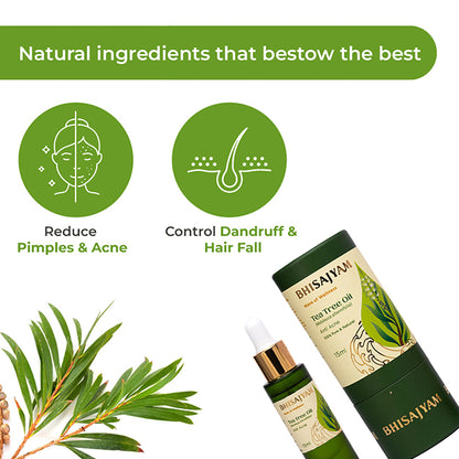 Benefits of Bhisajyam Tea Tree Essential Oil for fungal infection dandruff and hair growth