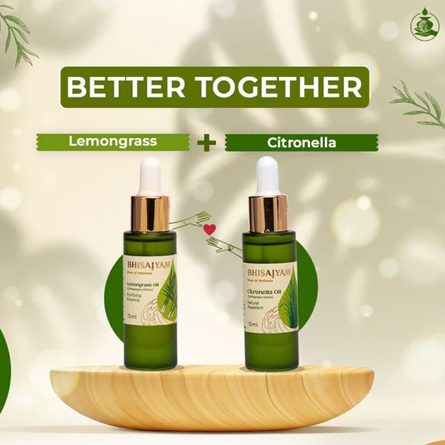 Bhisajyam Citronella and Lemongrass Essential Oil combo for mosquito repellent and home protection