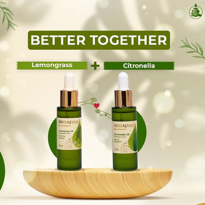 Bhisajyam Citronella and Lemongrass Essential Oil combo for mosquito repellent and home protection