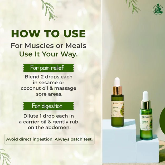 How to use Bhisajyam clove and ginger essential oil combo for massage therapy and scalp application