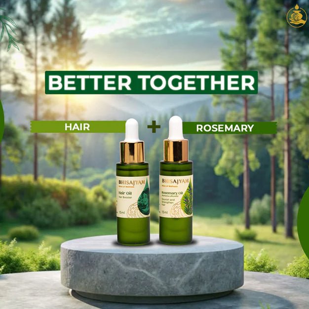 Bhisajyam Hair Oil and Rosemary Essential Oil combo for hair fall control hair growth and strong roots