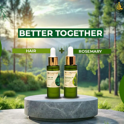 Bhisajyam Hair Oil and Rosemary Essential Oil combo for hair fall control hair growth and strong roots