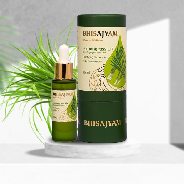 Bhisajyam Lemongrass Essential Oil for hair growth aromatherapy and stress relief