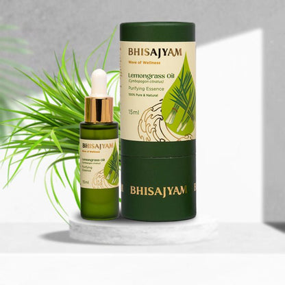 Bhisajyam Lemongrass Essential Oil for hair growth aromatherapy and stress relief