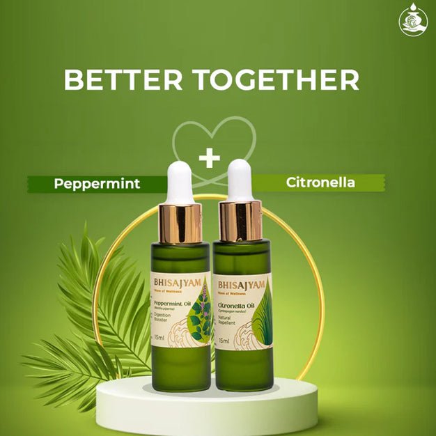 Bhisajyam Peppermint and Citronella Essential Oil home kit for mosquito repellent and natural freshness