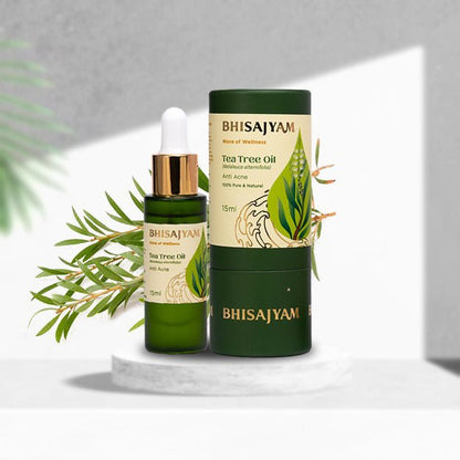 Bhisajyam Tea Tree Essential Oil for dandruff scalp eczema and hair loss treatment
