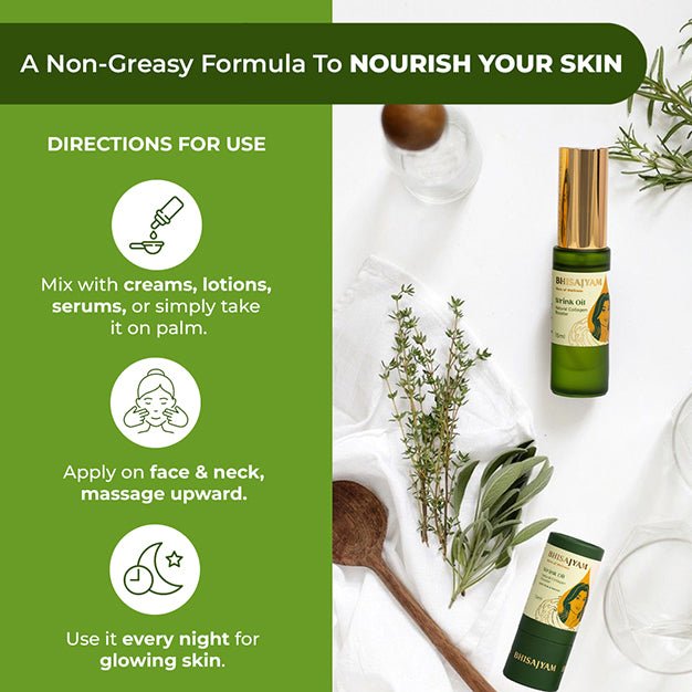 How to use Bhisajyam Wrink Oil for skincare routine and facial care