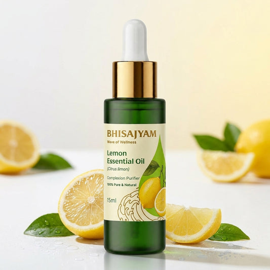 Pure Steam-Distilled Lemon Essential Oil (Citrus limon). Helps clarify skin, control oil, enhance radiance
