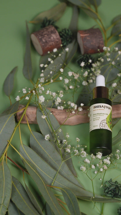 Video showing Bhisajyam Eucalyptus Essential Oil steam therapy