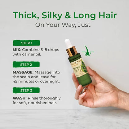 How to use Bhisajyam Rosemary Essential Oil by mixing with carrier oil for scalp application